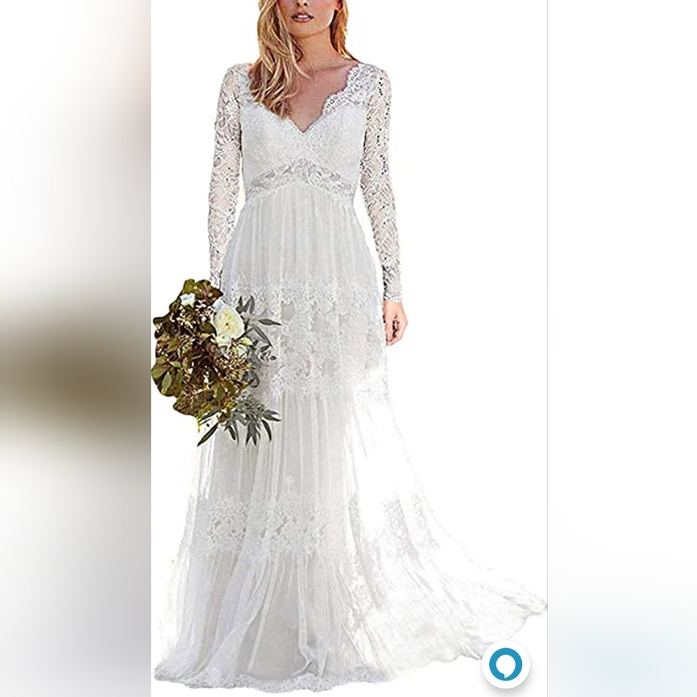 Bohemian white wedding or special event dress